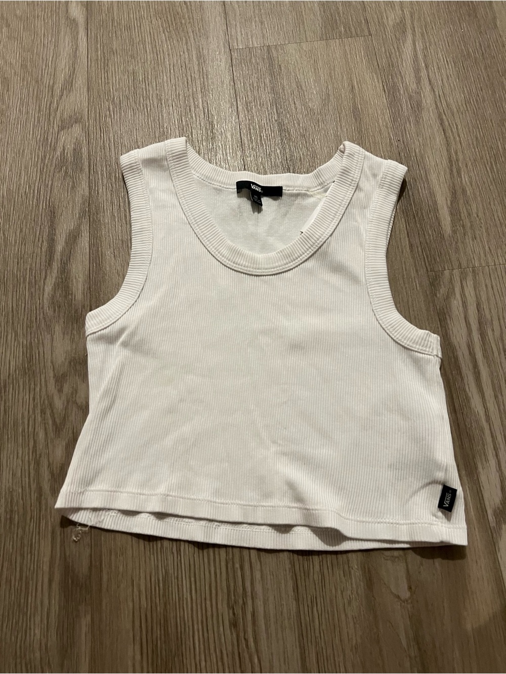 Vans White Ribbed Cropped Tank